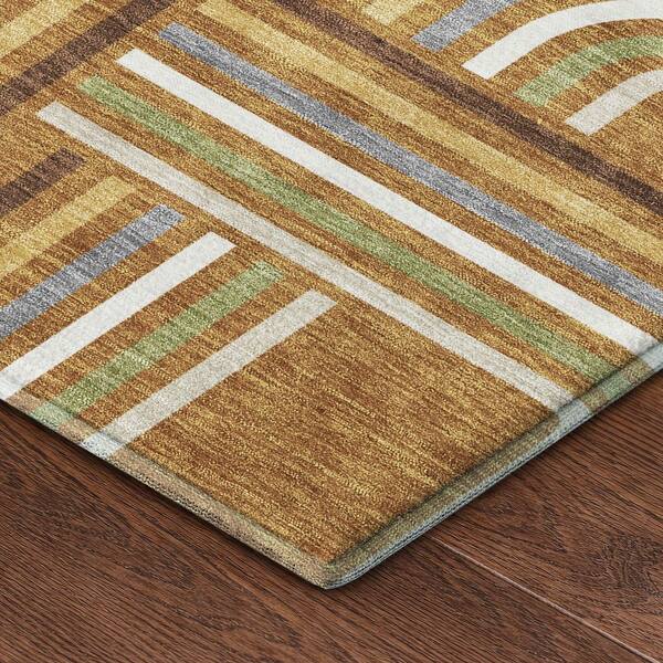 Mayfield Premium Machine Washable Abstract AMF2535 Paprika 3 ft. x 4 ft. Area Rug
