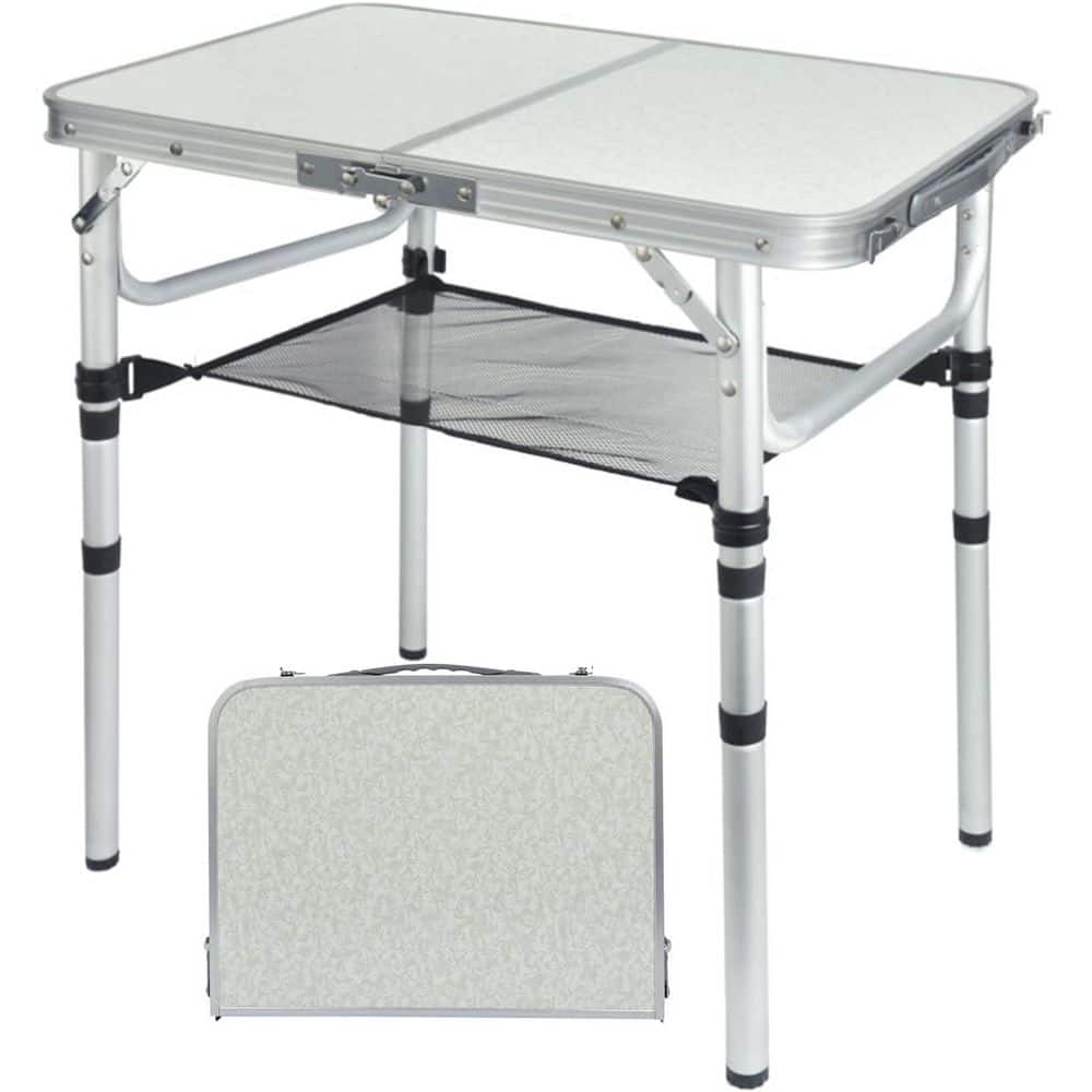 White Small Folding Camping Table, 2ft Portable Picnic Table Aluminum，3 Adjustable Heights price history on PriceWatchPro