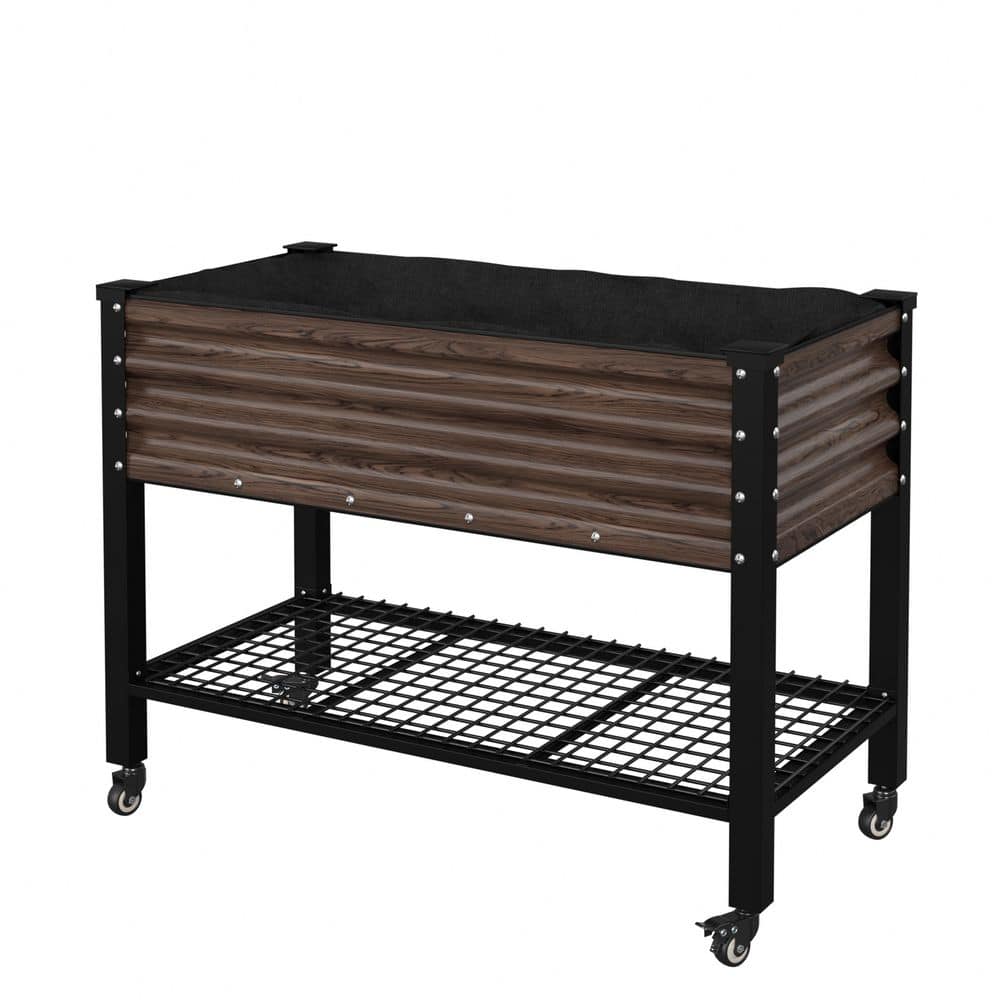48 in. L x 25 in. W x 34 in. H Carbonized Galvanized Steel Raised Garden Bed with Lockable Wheels and Drainage Function price history on PriceWatchPro