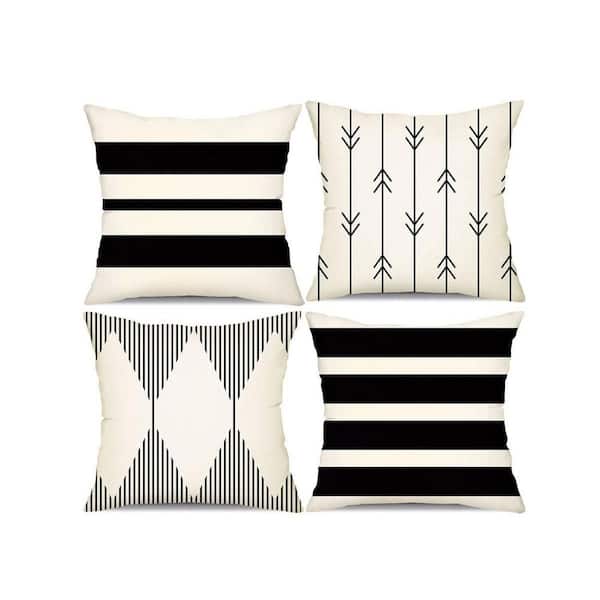 18 x 18 in. (Set of 4) Waterproof Outdoor Throw Pillows Covers, Geometry Throw Pillows Outdoor Summer Waterproof Decor