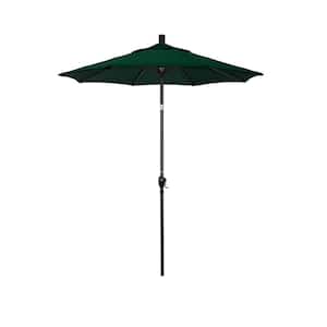 6 ft. Stone Black Aluminum Market Patio Umbrella with Crank and Tilt in Hunter Green Sunbrella