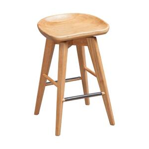 21 in. Brown Backless Wood Frame Counter stool with Wooden Seat