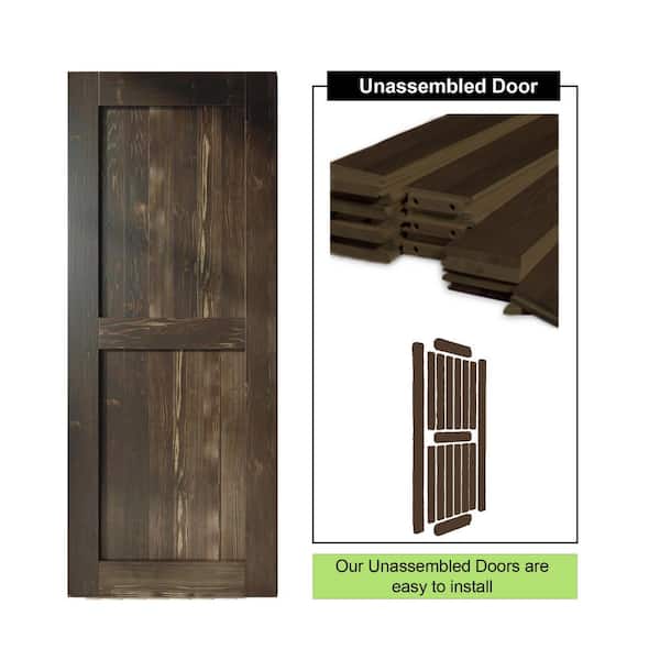 HOMACER 54 in. x 84 in. H-Frame Ebony Solid Natural Pine