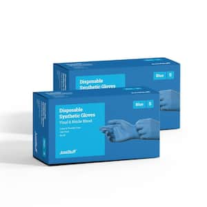 Small Synthetic Vinyl/Nitrile Blend Exam Latex Free and Powder Free Gloves in Blue - 2-Boxes of 100-Gloves (200 Total)