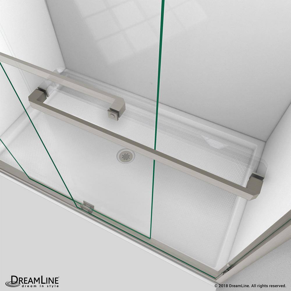 Abbey 56-60 in Frameless Sliding Shower Door in Brushed Nickel and Clear Glass