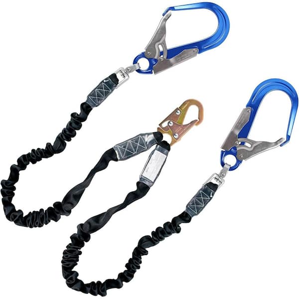 6 ft. Double Leg Internal Shock Absorbing Safety Lanyard Retractable with Dual Rebar Lifeline Fall Protection