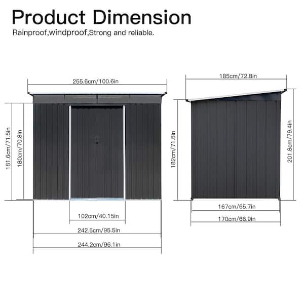 Staykiwi 8 ft. W x 6 ft. D Metal Shed with Vents and