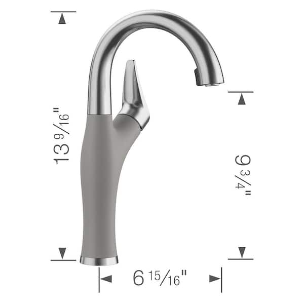 Artona Single-Handle Bar Faucet in Metallic Gray/Stainless