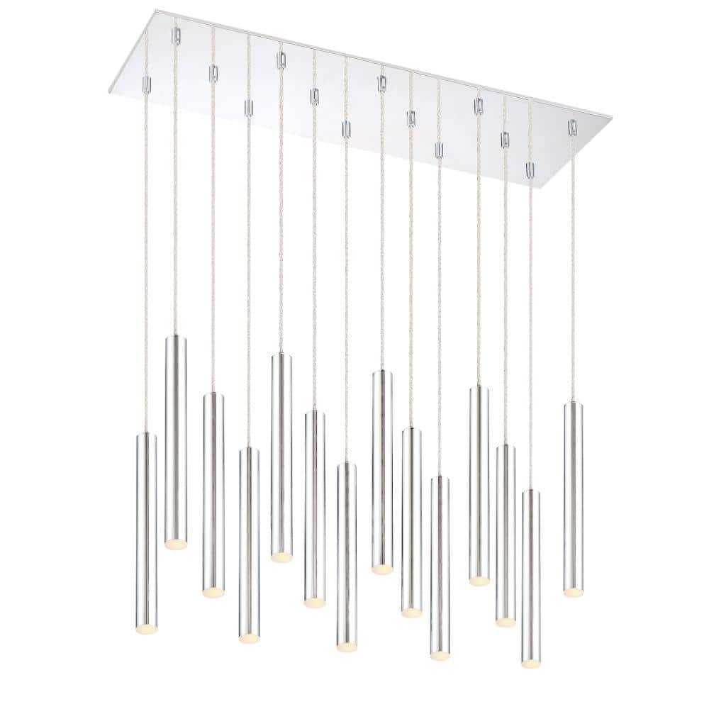 Forest 5 W 14 Light Chrome Integrated LED Shaded Chandelier with Chrome Ste