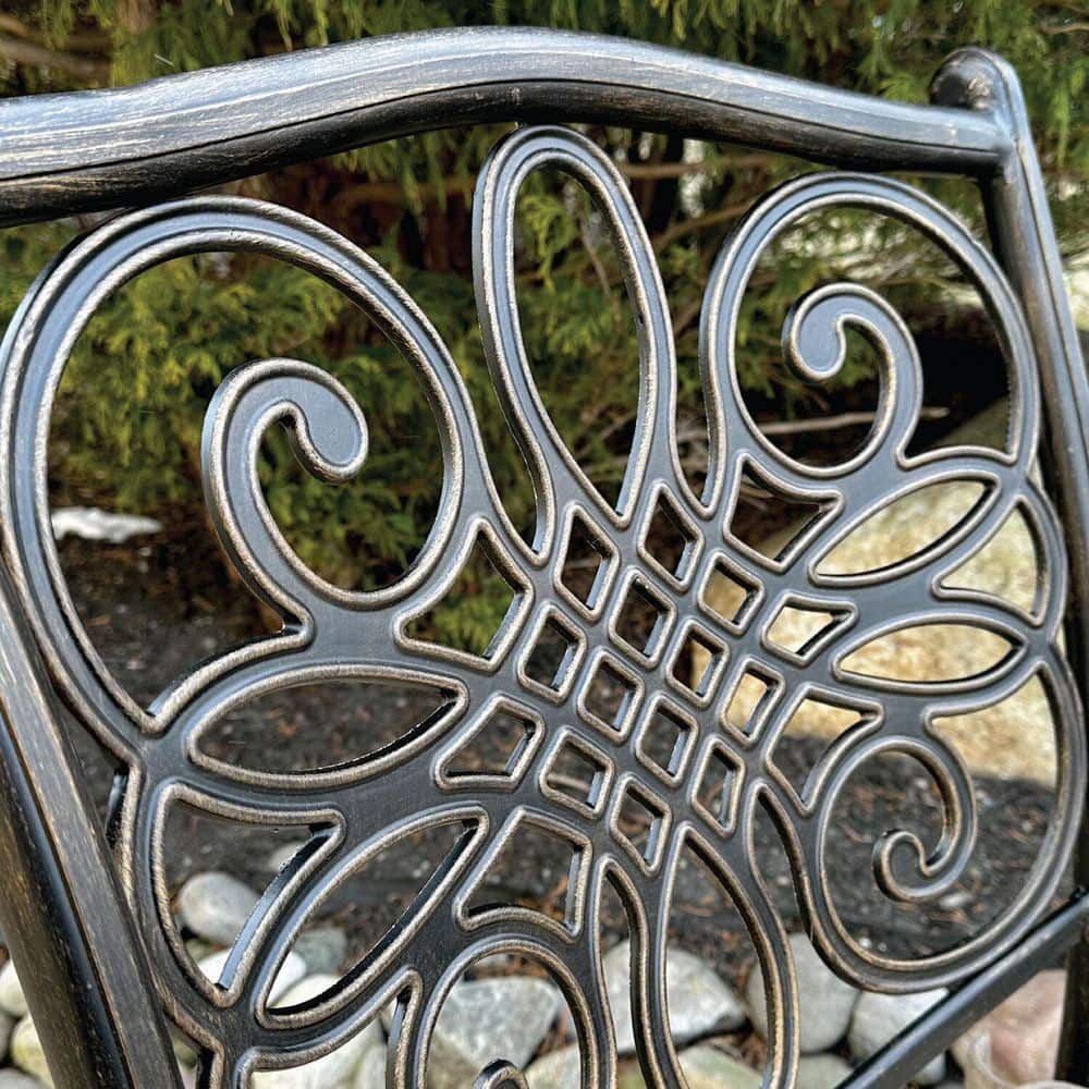 Classic Round Aluminum Outdoor Dining Set with Red Cushions