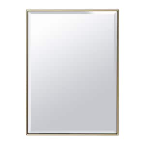 20 in. W x 28 in. H Rectangular Steel Framed Wall Mount Bathroom Vanity Mirror in Gold