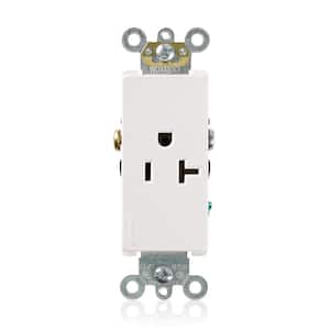 Decora 20 Amp Plus Commercial Grade Self Grounding Single Outlet, White