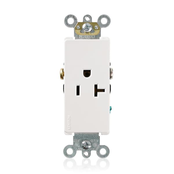 Leviton Decora Plus 20 Amp 125 V Single Outlet/Receptacle, White (1-Pack) 16341-W