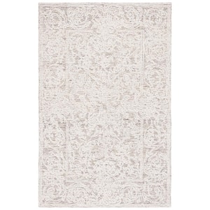 Abstract Ivory/Brown 4 ft. x 6 ft. Floral Medallion Area Rug