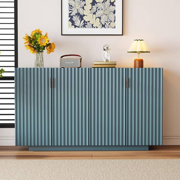 Boosicavelly Antique Blue MDF 60 in. Sideboard with Adjustable Shelves, Retro Copper Handles