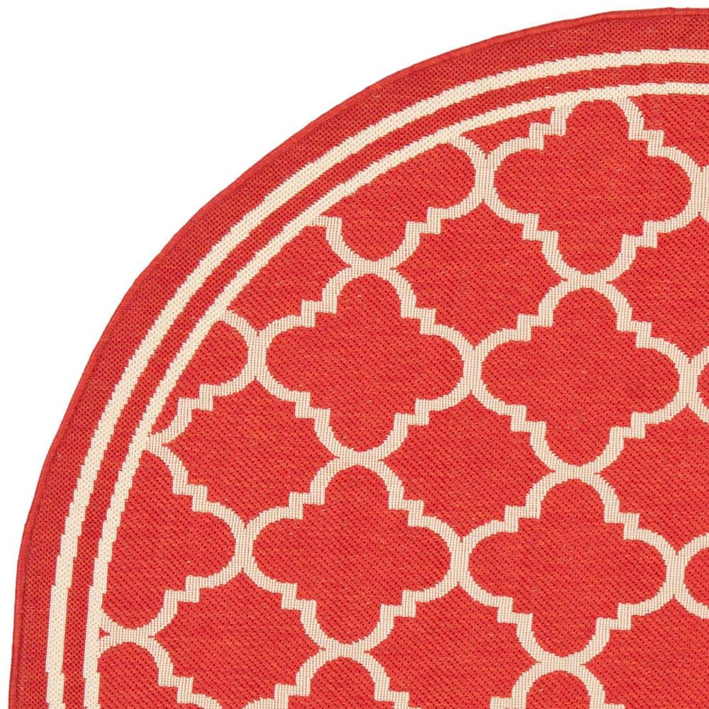 Courtyard CY6918 Power Loomed Indoor/Outdoor Area Rug - Red/Bone - 5'3" Round - Safavieh.