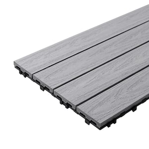 UltraShield Naturale 1 ft. x 3 ft. Quick Deck Composite Outdoor Deck Tile in Icelandic Smoke White (15 sq. ft. per Box)