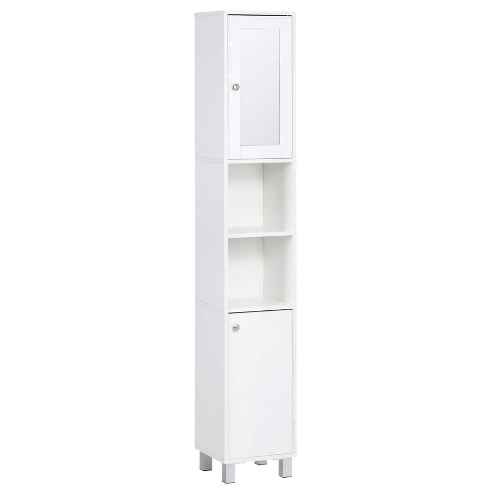 White Tall Minimalist Storage Cabinet with Adjustable Shelving