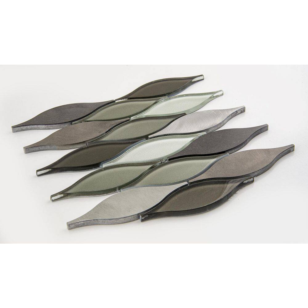 Tipper Black and Silver Glossy Arabesque Mosaic Wall Tile