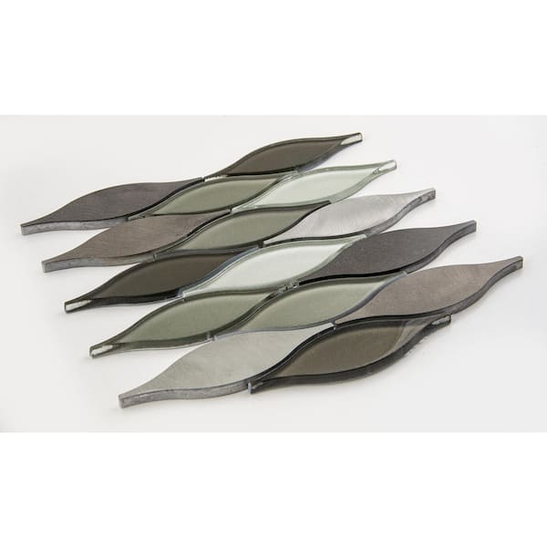 Zeille Tipper Black/Silver 5 in. x 6.5 in. Unique Shape Smooth Glass/Aluminum Mosaic Wall Tile Sample