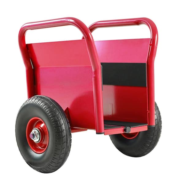 Heavy Duty Panel Dolly, 10 in. Solid Rubber Tires, Super Weight 1000 lbs. Serving Cart in Red