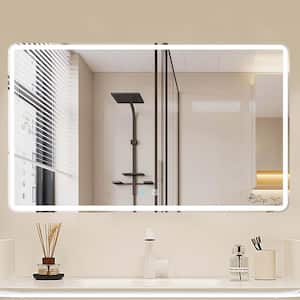 60 in. W x 36 in. H Rectangular Frameless Anti-Fog Wall Mounted LED Bathroom Vanity Mirror Natural