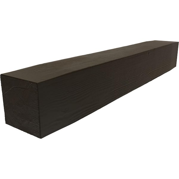 Ekena Millwork 4 in. x 4 in. x 7 ft. Sandblasted Faux Wood Beam Fireplace Mantel Natural Espresso