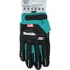 Makita Unisex 100% Genuine Leather-palm Performance work gloves,  Teal/Black, Medium US