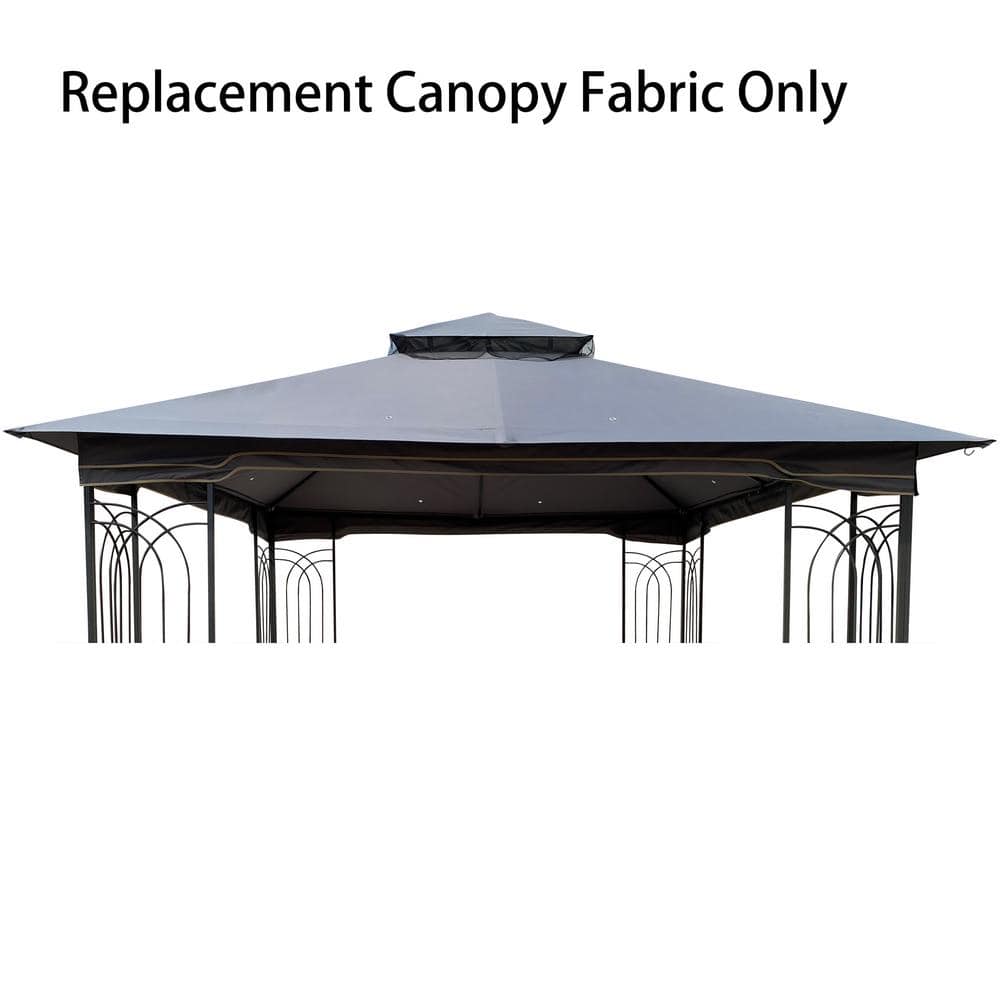 10 ft. x 10 ft. Gray Patio Double Roof Gazebo Replacement Canopy Top Only