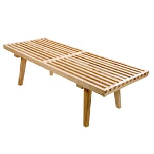 Inwood Platform Natural Wood Bench Backless with Solid Wood 48 in.