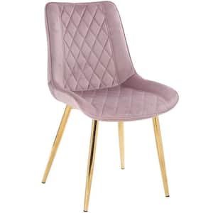 Simone Cute Dining Room and Kitchen Pink Velvet Chair with Gold Metal Legs (Single)