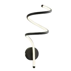19.68 in. 1-Light Black Modern Spiral Design LED Wall Sconce