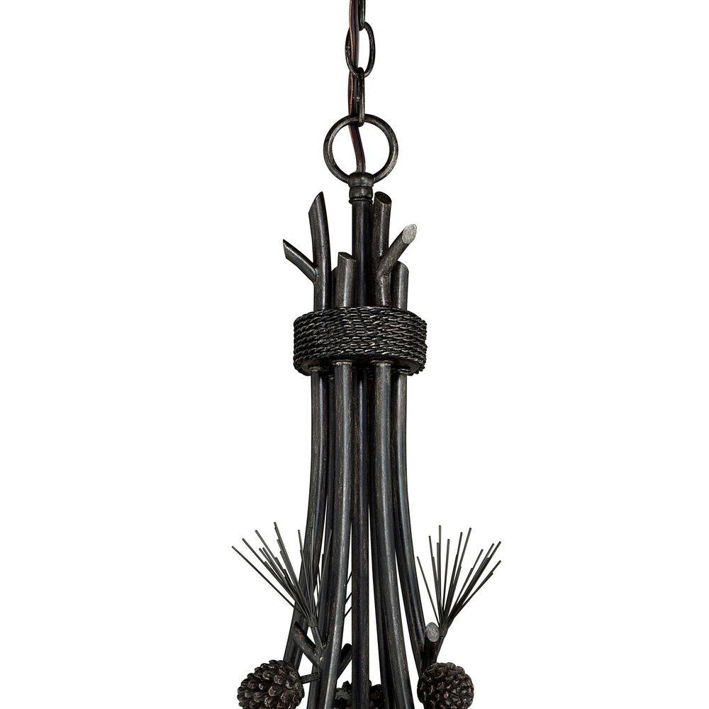 Sierra 31" Bronze Rustic Chandelier with Frosted Glass