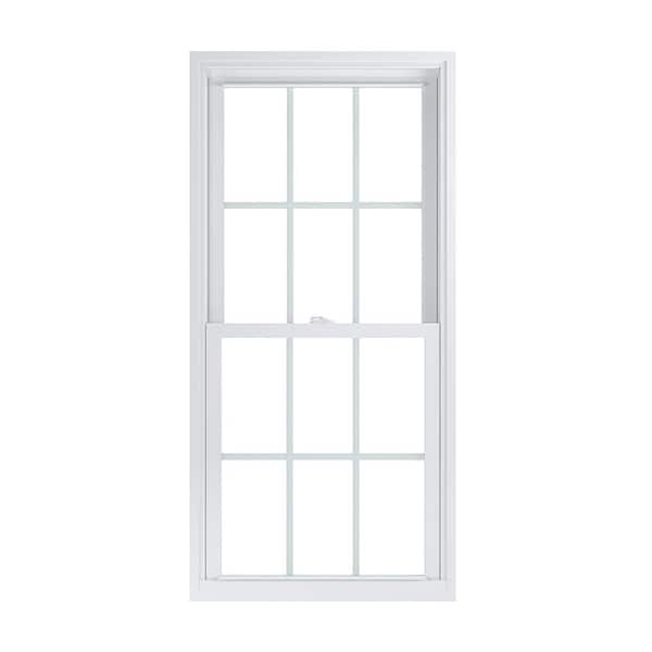 American Craftsman 27.75 in. x 57.25 in. 70 Pro Series Low-E Argon PS Glass Double Hung White Vinyl Repl Window with Grids, Screen Incl