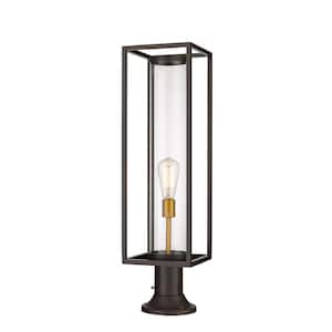 Dunbroch 30 in. 1-Light Bronze Brass Aluminum Hardwired Outdoor Weather Resistant Pier Mount Light with No Bulb Included