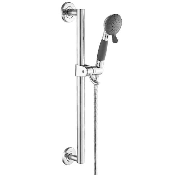 37 in. 4-Spray Patterns Wall Mount Assistive Slide Bar Handheld Shower Head with Cleaning Spray in Chrome