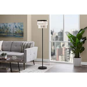 North Falls 60 in. Black Floor Lamp with Crystal Shade