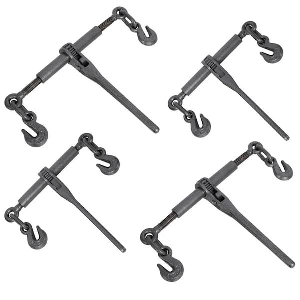 Black Heavy Duty 3/8 in. - 1/2 in. Ratchet Binder, 9200 lbs. Working Load Breaking, G70 Hook Adjustable Length, (4-Pack)