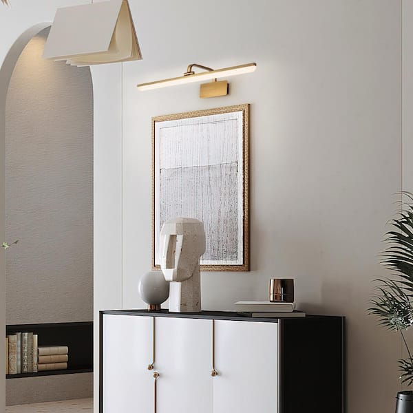 HUOKU Nimbus 23.7 in. 1-Light 14-Watt Brushed Brass Gold LED
