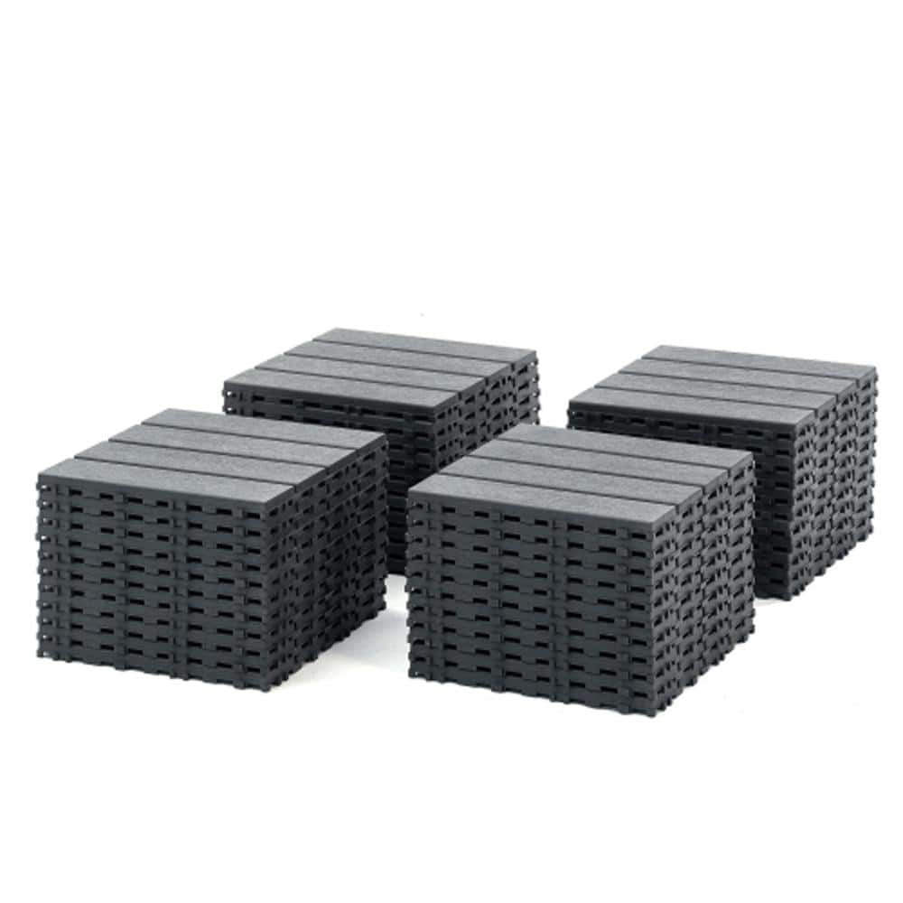 44-Pack 11.8 in. Outdoor Plastic Interlocking Patio Deck Tiles All Weather 