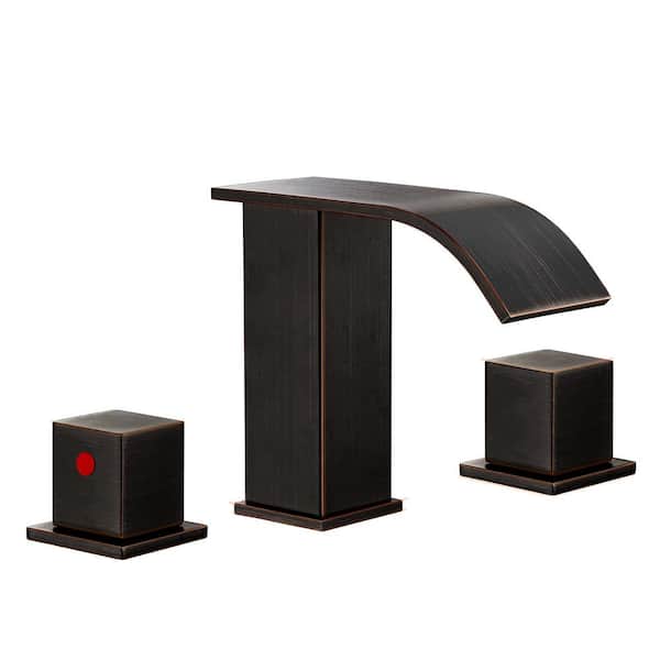 ALEASHA Waterfall 8 in. Widespread Double Handle Bathroom Faucet in Oil Rubbed Bronze
