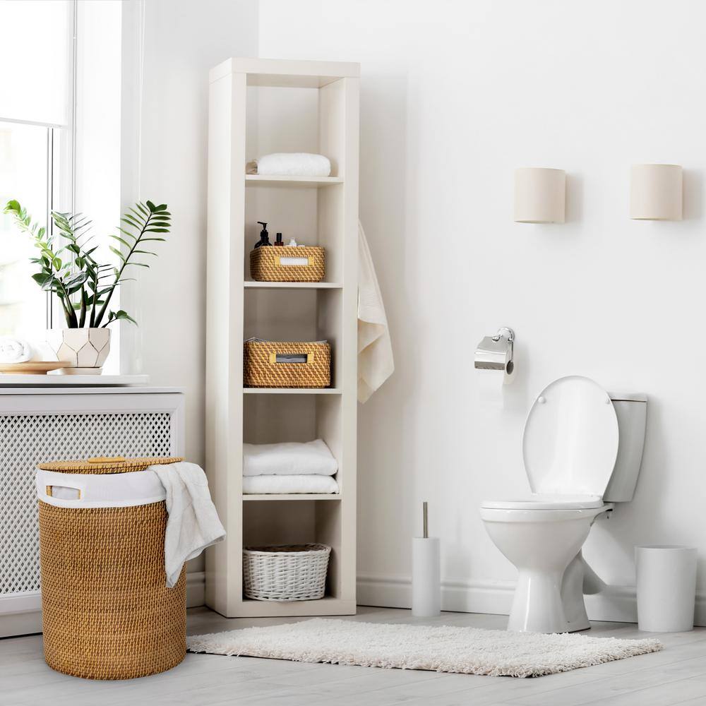 Handwoven Natural Wicker Lidded Laundry Hamper Set