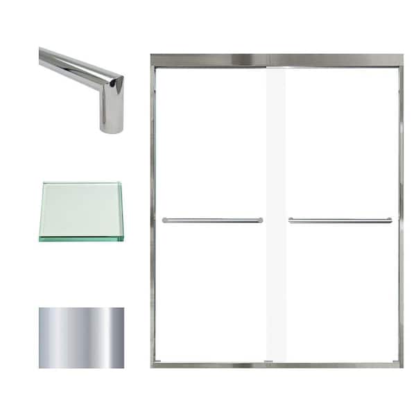Transolid Frederick 59 in. W x 76 in. H Sliding Semi-Frameless Shower Door in Polished Chrome with Clear Glass