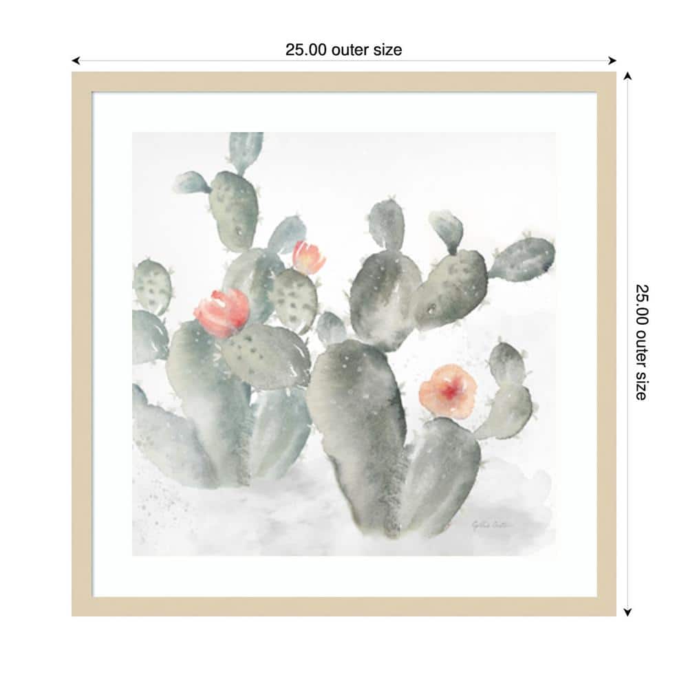 Cactus Garden Gray Blush III 25"x25" Svelte Natural Wood Framed Wall Art