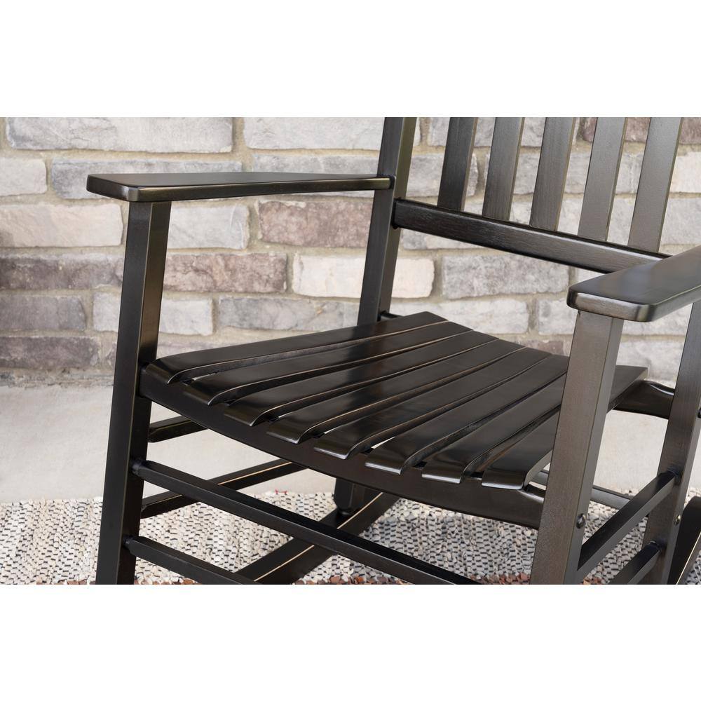 Black Hardwood Mission Style Outdoor Rocking Chair