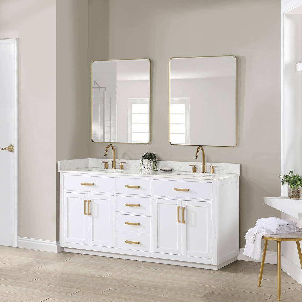 Gavino 72" White Wood Double Vanity with Composite Stone Top