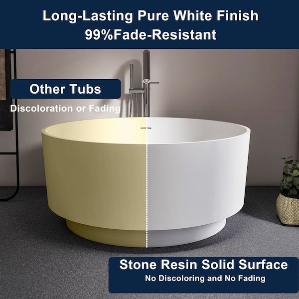 Xspracer Moray 49 in. x 49 in. Round Solid Surface Stone Resin