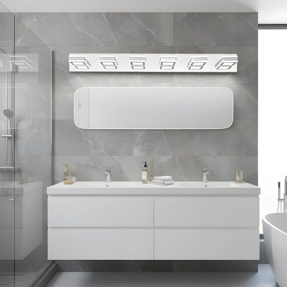 39 in. 6-Light Chrome LED Vanity Light with Dimmable 6000K Light price history on PriceWatchPro