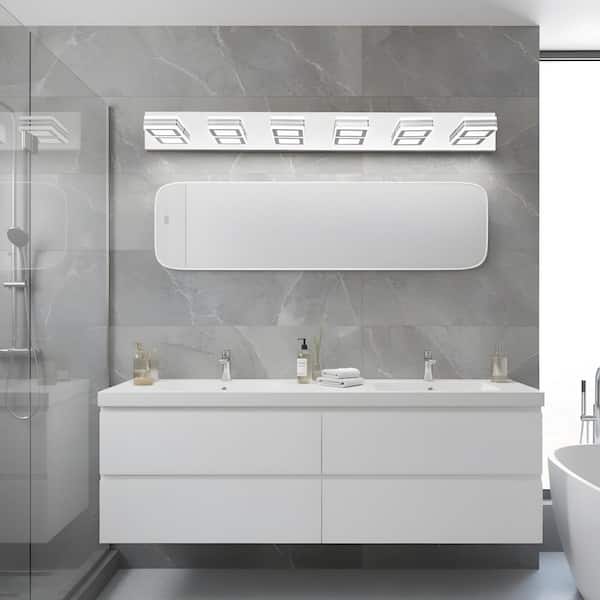 39 in. 6-Light Chrome LED Vanity Light with Dimmable 6000K Light
