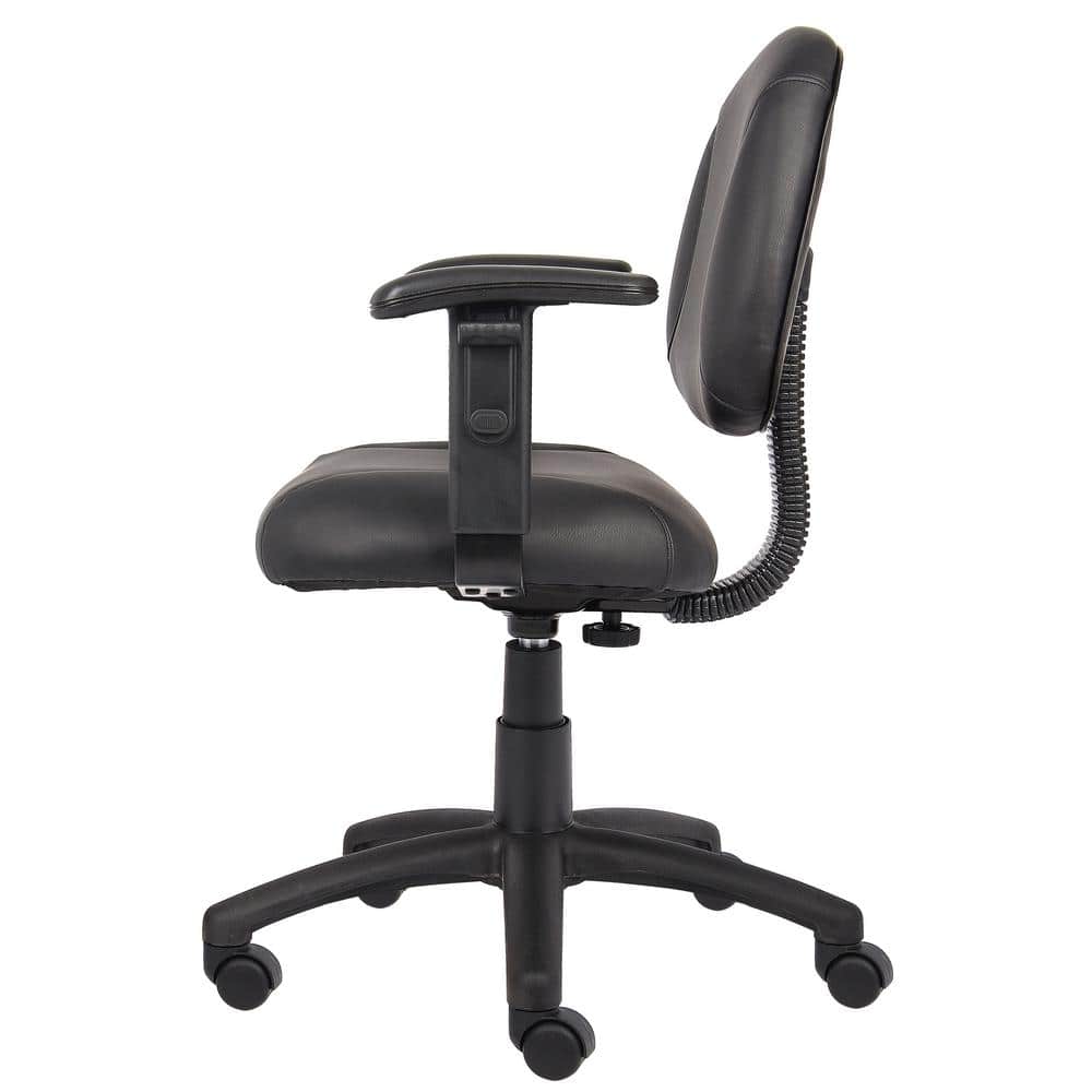 Ergonomic Black Leather Task Chair with Adjustable Arms